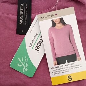 Mondetta Mauve Relaxed Knit Drape Top Woman Small